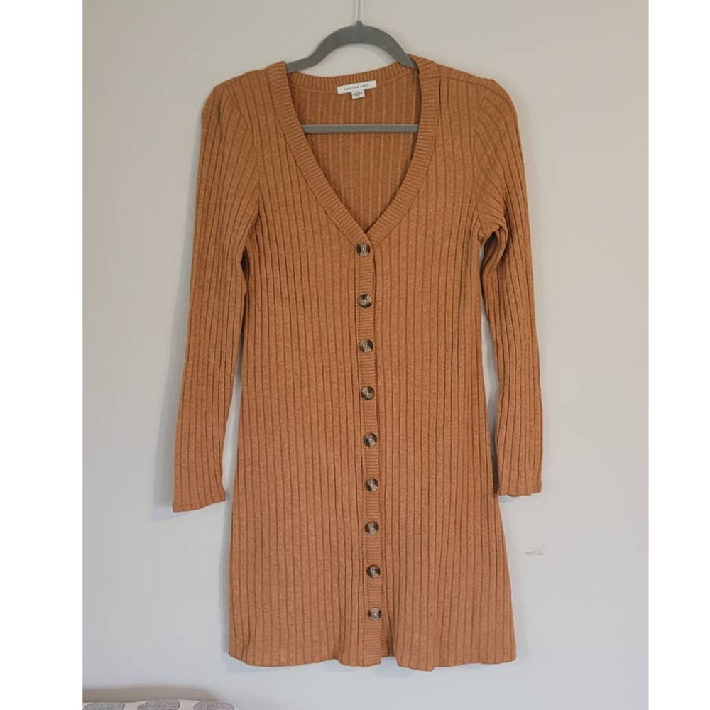 American Eagle Gold / Mustard Button Down Sweater Dress Small